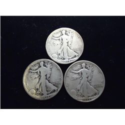 1918 P/D/S WALKING LIBERTY HALF DOLLARS