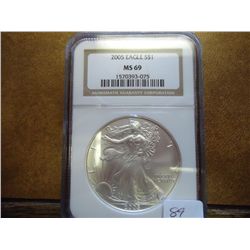 2005 AMERICAN SILVER EAGLE NGC MS69