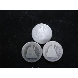 1856, 76-S & 77 SEATED LIBERTY QUARTERS