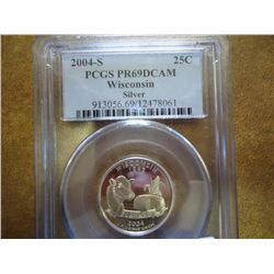 2004-S SILVER WISCONSIN QUARTER PCGS PR69 DCAM