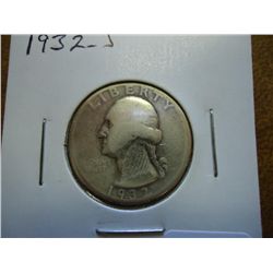 1932-S WASHINGTON SILVER QUARTER (KEY DATE)