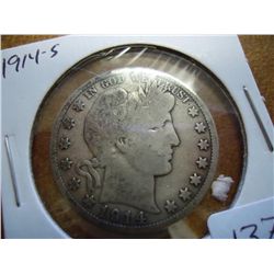 1914-S BARBER HALF DOLLAR (VERY GOOD)