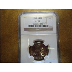 1968-S WASHINGTON QUARTER NGC PF68