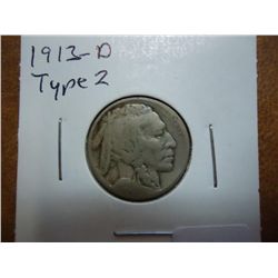 1913-D TYPE II BUFFALO NICKEL GOOD