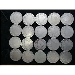 20 ASSORTED LIBERTY "V" NICKELS