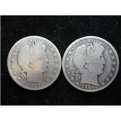 1903 & 04 BARBER HALF DOLLARS
