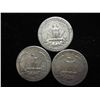 Image 2 : 3 ASSORTED 1950'S WASHINGTON SILVER QUARTERS