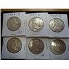 Image 1 : 6 ASSORTED FRANKLIN HALF DOLLARS