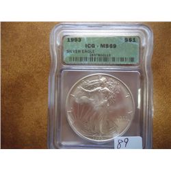 1993 AMERICAN SILVER EAGLE ICG MS69