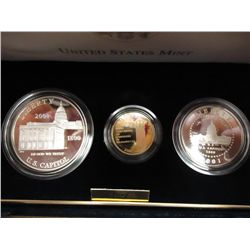 2001 CAPITOL VISITOR CENTER 3 COINS PF SET W/GOLD