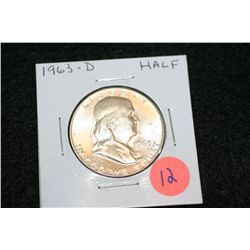 1963-D Ben Franklin Half Dollar