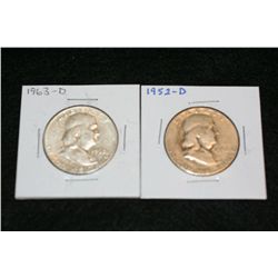 Ben Franklin Half Dollars, 1952-D & 1963-D