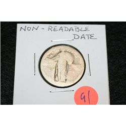 Silver Standing Liberty Quarter, non-readable date