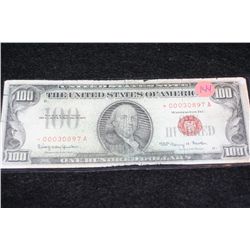1966 US Federal Reserve $100 Note Red Seal #*00030897A
