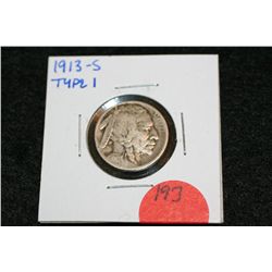 1913-S Buffalo Nickel, type I