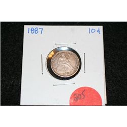 1887 Silver Seated Liberty Dime