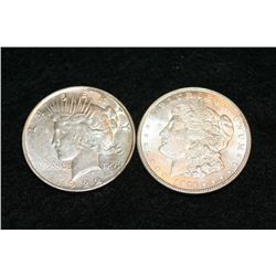 1921 Silver Morgan Dollar & 1922 Silver Peace Dollar