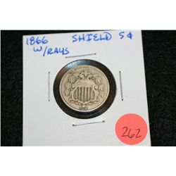 1866 Shield Nickel with Rays