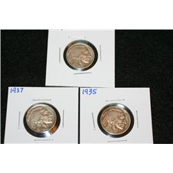 1935, 1936, 1937 Buffalo Head Nickels