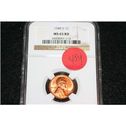 1948-D Wheat Back penny, NGC graded, MS65 RD