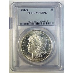 1881S Morgan $  PCGS63PL