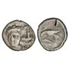 Image 1 : Estátera. - 400-350 a.C. - ISTROS. - TRACIA. - Anv.: Dos cabezas masculinas, una derecha y otra inve