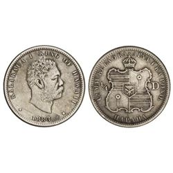 1/4 Dólar. - 1883. - KALAKAUA I. - AR. (Pequeños golpecitos en anverso). KM-5. MBC+. - -