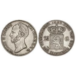 2 1/2 Gulden. - 1848. - GUILLERMO II. - AR. (Pequeños golpecitos). KM-69. MBC. - -