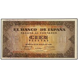 100 Pesetas. - 20 Mayo 1938. - Casa del Cordón. Serie A. Ed-D33. EBC-. - -