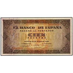 100 Pesetas. - 20 Mayo 1938. - Casa del Cordón. Serie A. Ed-D33. EBC-. - -
