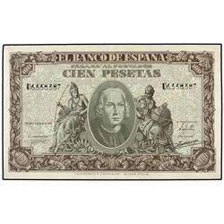 100 Pesetas. - 9 Enero 1940. - Colón. Serie D. (Arruguitas). Ed-D39a. MBC+.  - -