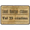 Image 1 : 25 Cèntims. - S/F. - C.M. d´ALDOVER. - Cartón. (Sucio). RARO. AT-91; T-115. MBC. - -