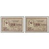 Image 1 : Lote 2 billetes 25 Cèntims. - 7 d´Agost 1937. - Aj. dels GUIAMETS. - Correlativos. (Uno, leve doblez