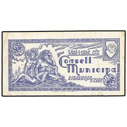 25 Cèntims. - S/F. - C.M. de RIBARROJA D´EBRE. - ESCASO. At-2103; T-2433. MBC+. -