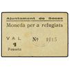 Image 1 : 1 Pesseta. - S/F. - Aj. de SOSES MONEDA PER A REFUGIATS. - AT-2406. MBC+. - -