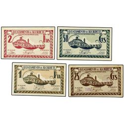 Lote de 4 billetes 25, 50 Céntimos, 1 y 2 Pesetas. - Ay. de ALCAUDETE (Jaén). - Mont. 78A/D. EBC/SC.