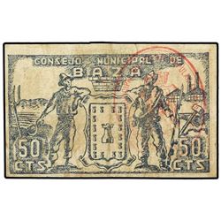 50 Céntimos. - C.M. de BAZA (Granada). - Azul. Mont. 242B. MBC. - -