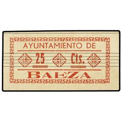 25 Céntimos. - Ay. de BAEZA (Jaén). - Cartón. Mont. 217B. EBC. - -