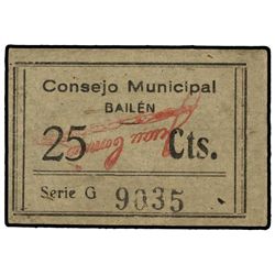 25 Céntimos. - C.M. de BAILEN (Jaen). - Cartón. Mont. 220B. EBC+. - -