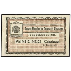 25 Céntimos. - 2 octubre 1937. - C.M. de CUEVAS DE ALMANZORA (Almería). - Mont. 567B. SC. - -
