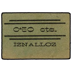 50 Céntimos. - S/F. - Ay. de IZNALLOZ (Granada). - Cartón. RARO. Mont-785B. EBC-. - -