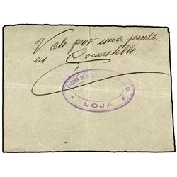 Vale por una Peseta en Comestibles. - LOJA (Granada). - Sello de la OFICINA DE COLOCACIÓN OBRERA. (P