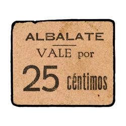 25 Céntimos. - S/F. - COLECTIVIDAD MUNICIPAL UNICA de ALBALATE de CINCA (HUESCA). - Cartón. Mont-46C