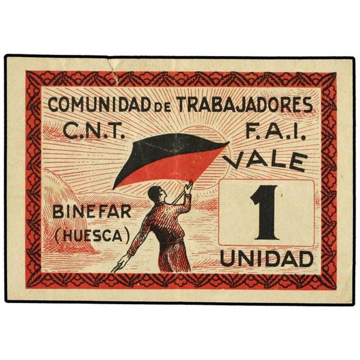 Vale 1 Unidad Comunidad De Trabajadores C N T F A I Binefar Huesca Leve Rotura Ed B 33 Vale 1 Unidad Comunidad De Trabajadores C N T F A I Binefar Huesca Leve Rotura Ed B 33