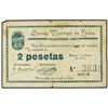 Lote 2 billetes 15 Céntimos y 2 Pesetas. - Junio 1937. - C.M. DE LÉCERA (Zaragoza). - Mont.-815. MBC