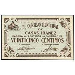 25 Céntimos. - 1937. - C.M. de CASAS IBÁÑEZ (Albacete). - Mont. 462D. EBC+. - -