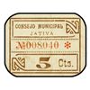Image 1 : 5 Céntimos. - C.M. de JATIVA (Valencia). - Cartón. Mont. 792D. EBC-. - -
