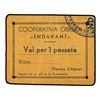 Image 1 : 1 Pesseta. - VILANOVA D´ALPICAT. COOPERATIVA OBRERA ´ENDAVANT´. - Cartón. EXTRAORDINARIAMENTE RARO.