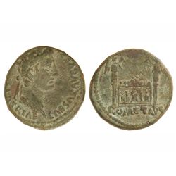 Semis. - Acuñada el 10-14 d.C. - AUGUSTO. - Anv.: CAESAR AVGVSTVS (DIVI F. PATER.). PATRIAE. Cabeza