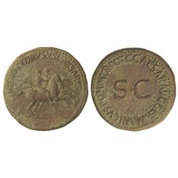 Dupondio. - Acuñada el 37-38 d.C. - NERÓN y DRUSO. - Acuñación de Calígula. - Anv.: NERO ET DRVSVS C